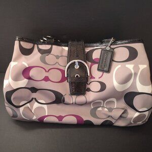 Coach Optic Print Signature Logo Handbag #E1282-F19458 w/ Silver Tone Hardware
